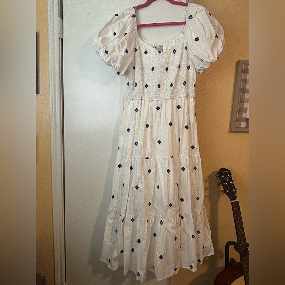 Blue Floral Maxi Dress. Size L.